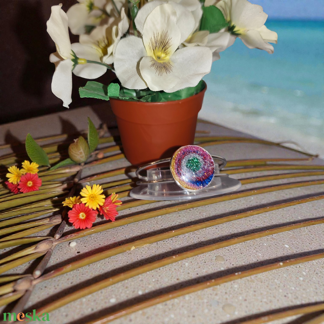 Szivárvány karperec  - ékszer - karkötő - karperec - Meska.hu