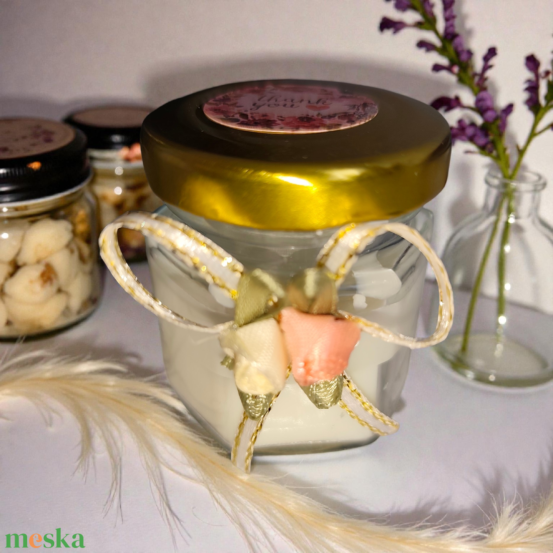 Rózsa illatú gyertya - esküvő - dekoráció - gyertya & gyertyatartó - Meska.hu