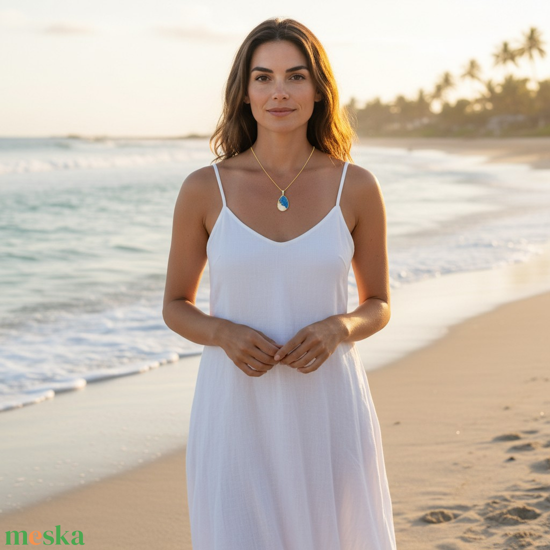 Toj�s alakú kék nyakl�nc  - ékszer - nyaklánc - medálos nyaklánc - Meska.hu