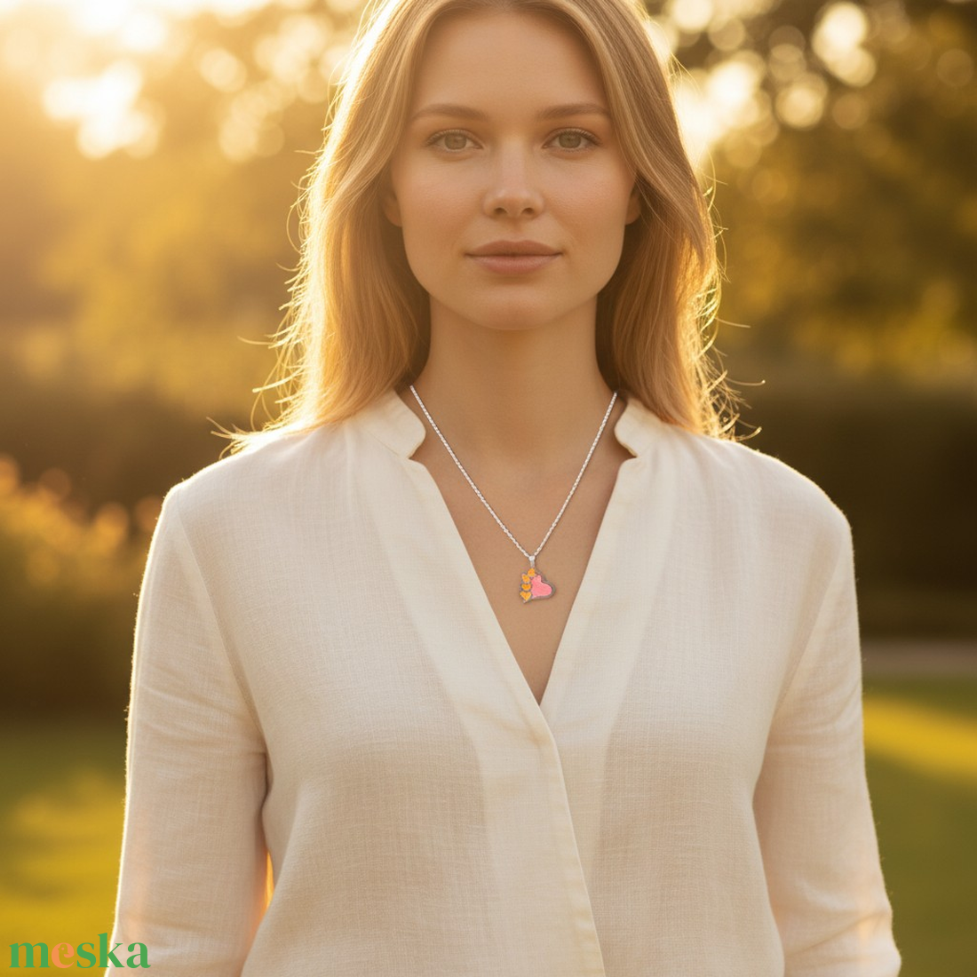 Szívecskés med�los nyakl�nc  - ékszer - nyaklánc - medálos nyaklánc - Meska.hu