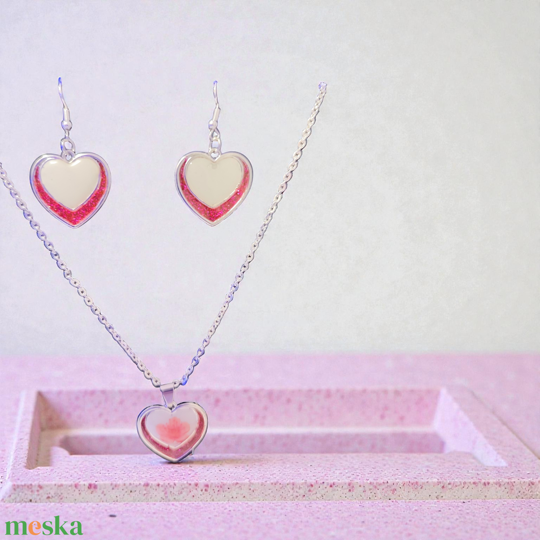 Szív ékszer szett - ékszer - ékszerszett - Meska.hu