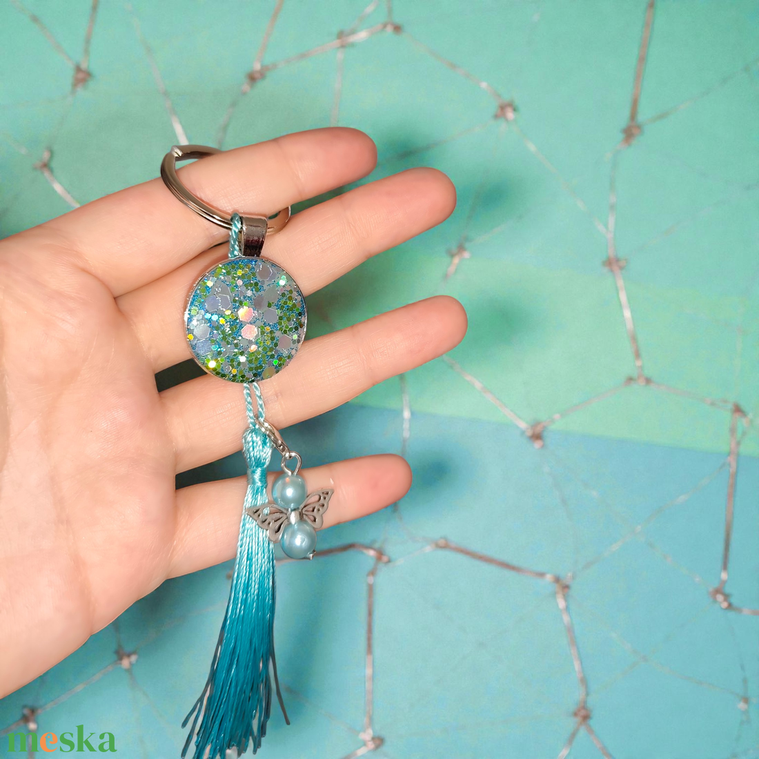 Türkiz kulcstartó - táska & tok - kulcstartó & táskadísz - kulcstartó - Meska.hu