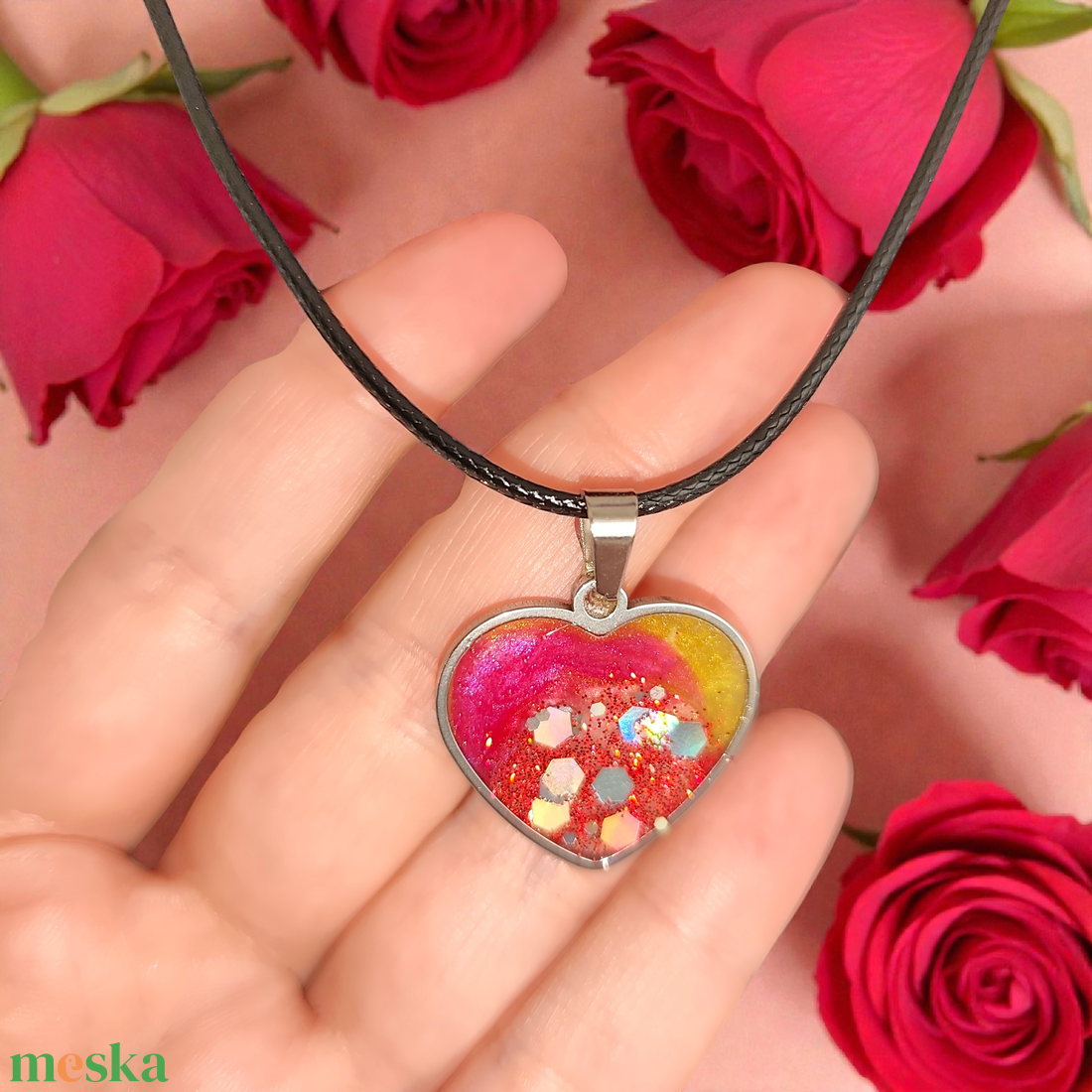 Szívecskés nyaklánc  - ékszer - nyaklánc - medálos nyaklánc - Meska.hu