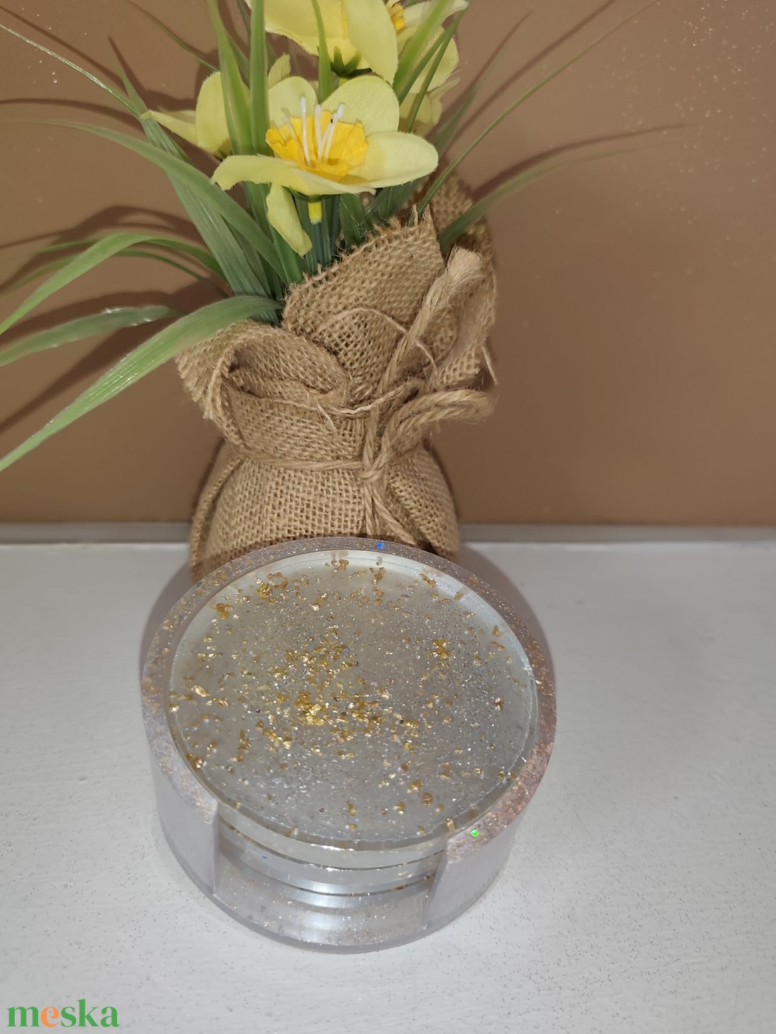 Pohár alátét 4db+tartó - otthon & életmód - konyhafelszerelés, tálalás - tálalás - tányér- és poháralátét - Meska.hu