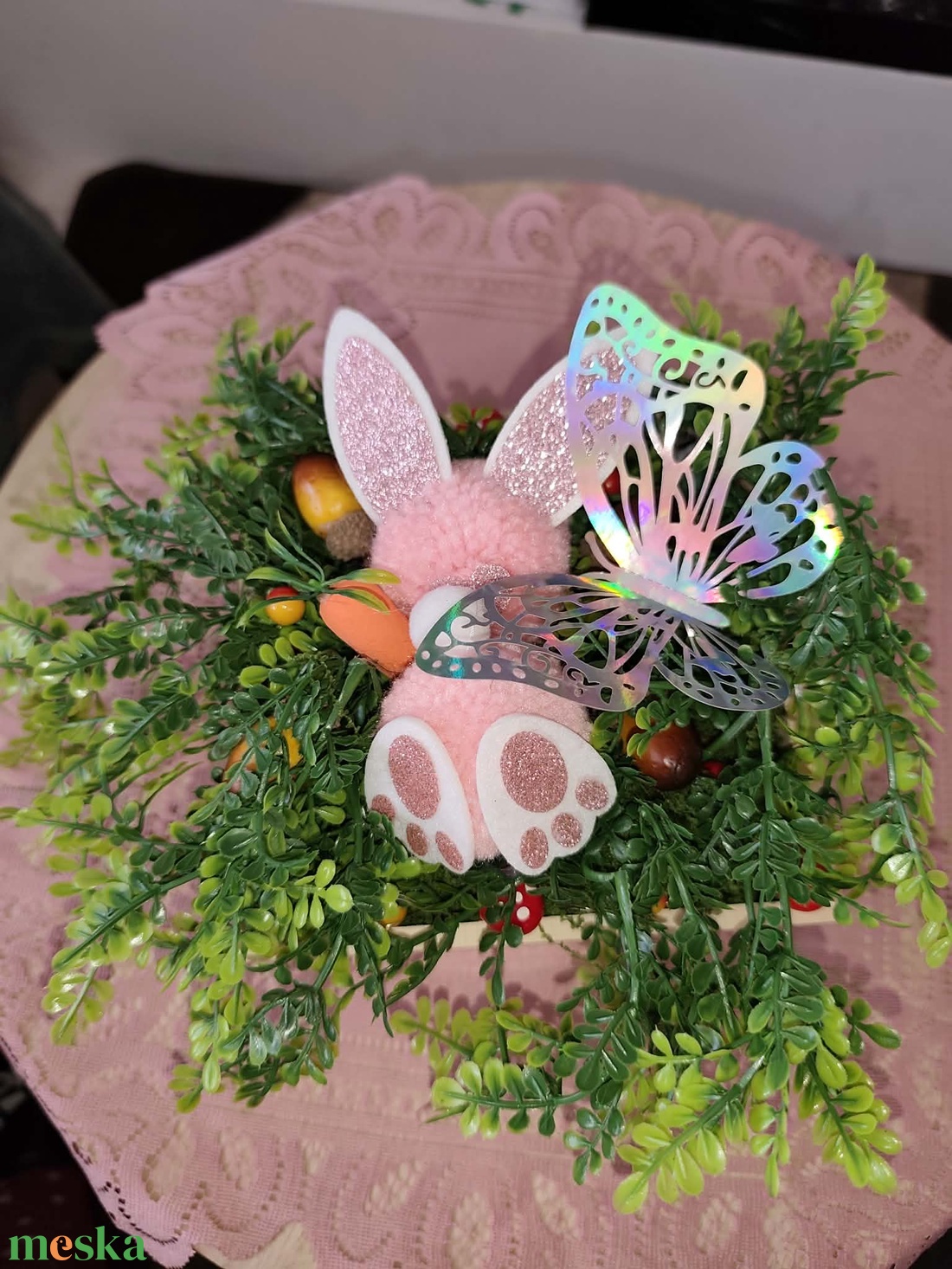 Fa ledes nyuszis asztali dísz/box - otthon & életmód - dekoráció - asztal és polc dekoráció - asztaldísz - Meska.hu