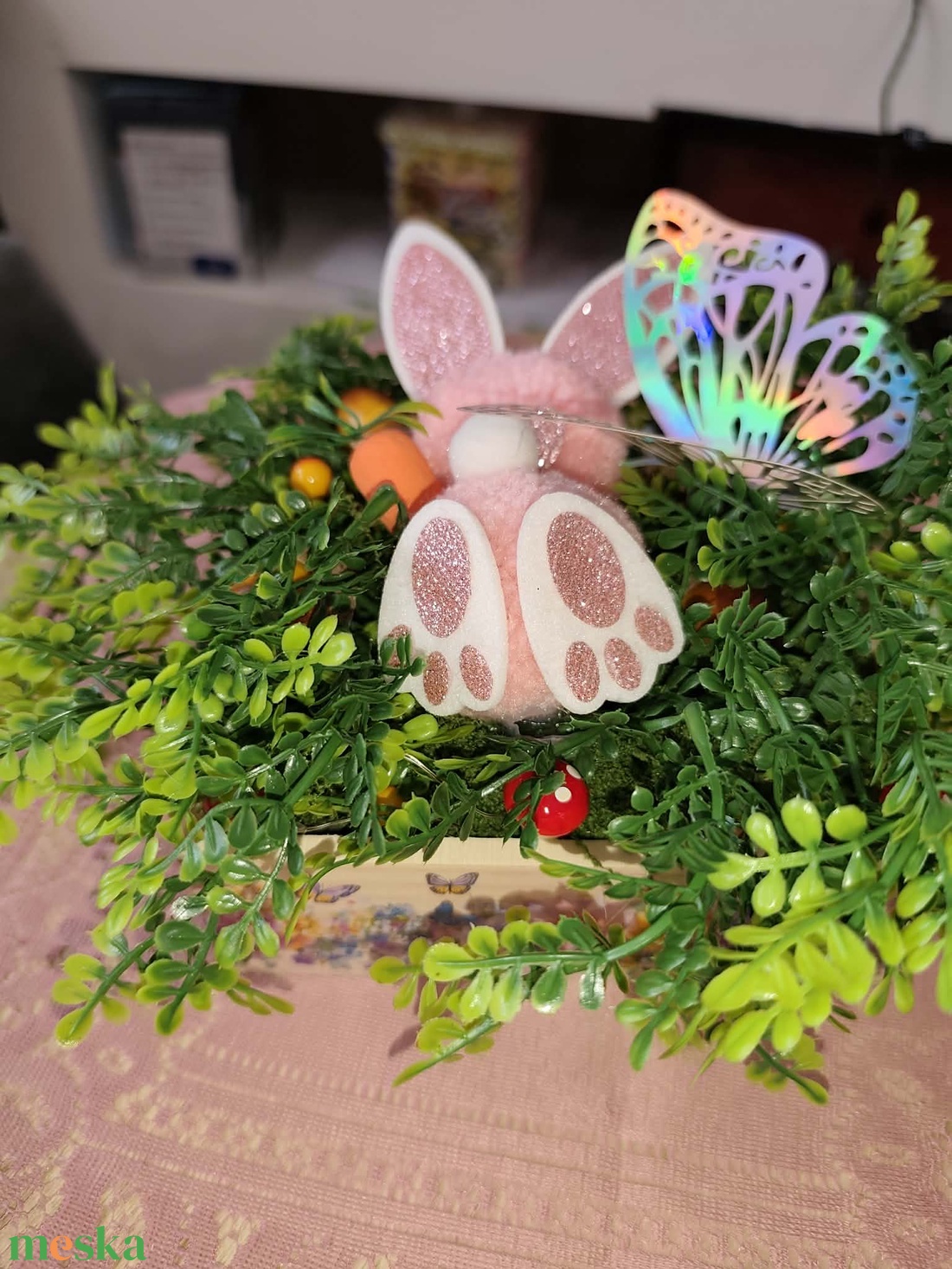 Fa ledes nyuszis asztali dísz/box - otthon & életmód - dekoráció - asztal és polc dekoráció - asztaldísz - Meska.hu