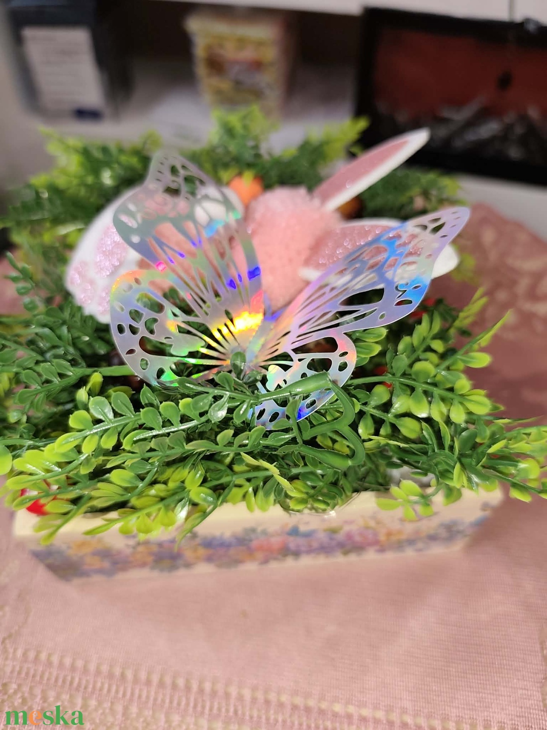 Fa ledes nyuszis asztali dísz/box - otthon & életmód - dekoráció - asztal és polc dekoráció - asztaldísz - Meska.hu