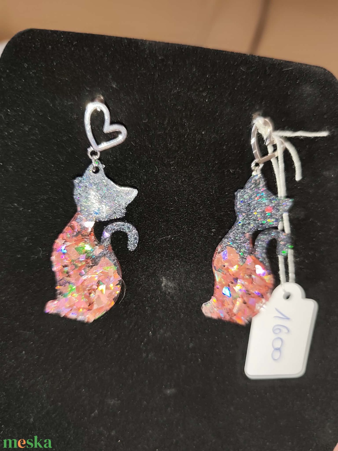 Szépséges cicás fülbevaló - ékszer - fülbevaló - lógó fülbevaló - Meska.hu