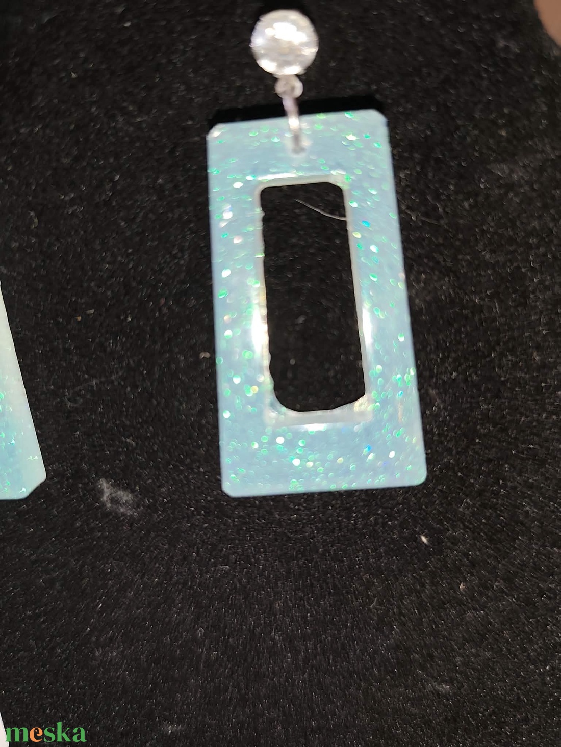 Kékes zöld fülbevaló - ékszer - fülbevaló - lógó fülbevaló - Meska.hu