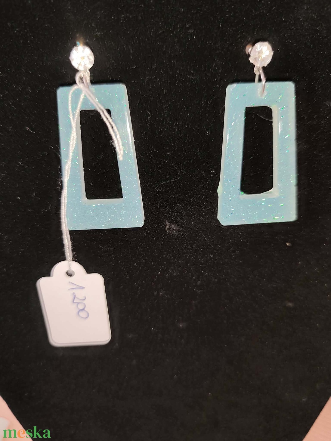 Kékes zöld fülbevaló - ékszer - fülbevaló - lógó fülbevaló - Meska.hu