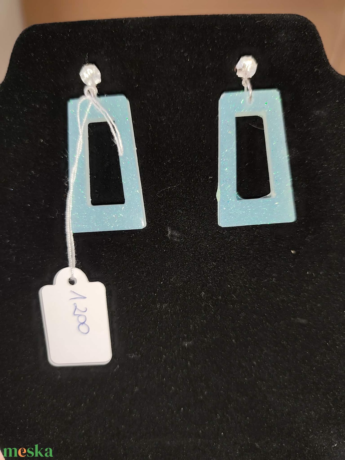 Kékes zöld fülbevaló - ékszer - fülbevaló - lógó fülbevaló - Meska.hu