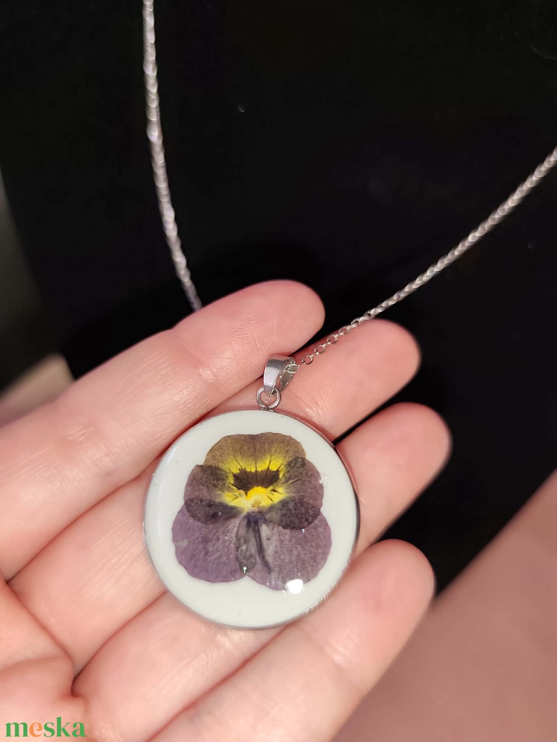 Valódi szárított virággal készült nyaklánc - ékszer - nyaklánc - medálos nyaklánc - Meska.hu