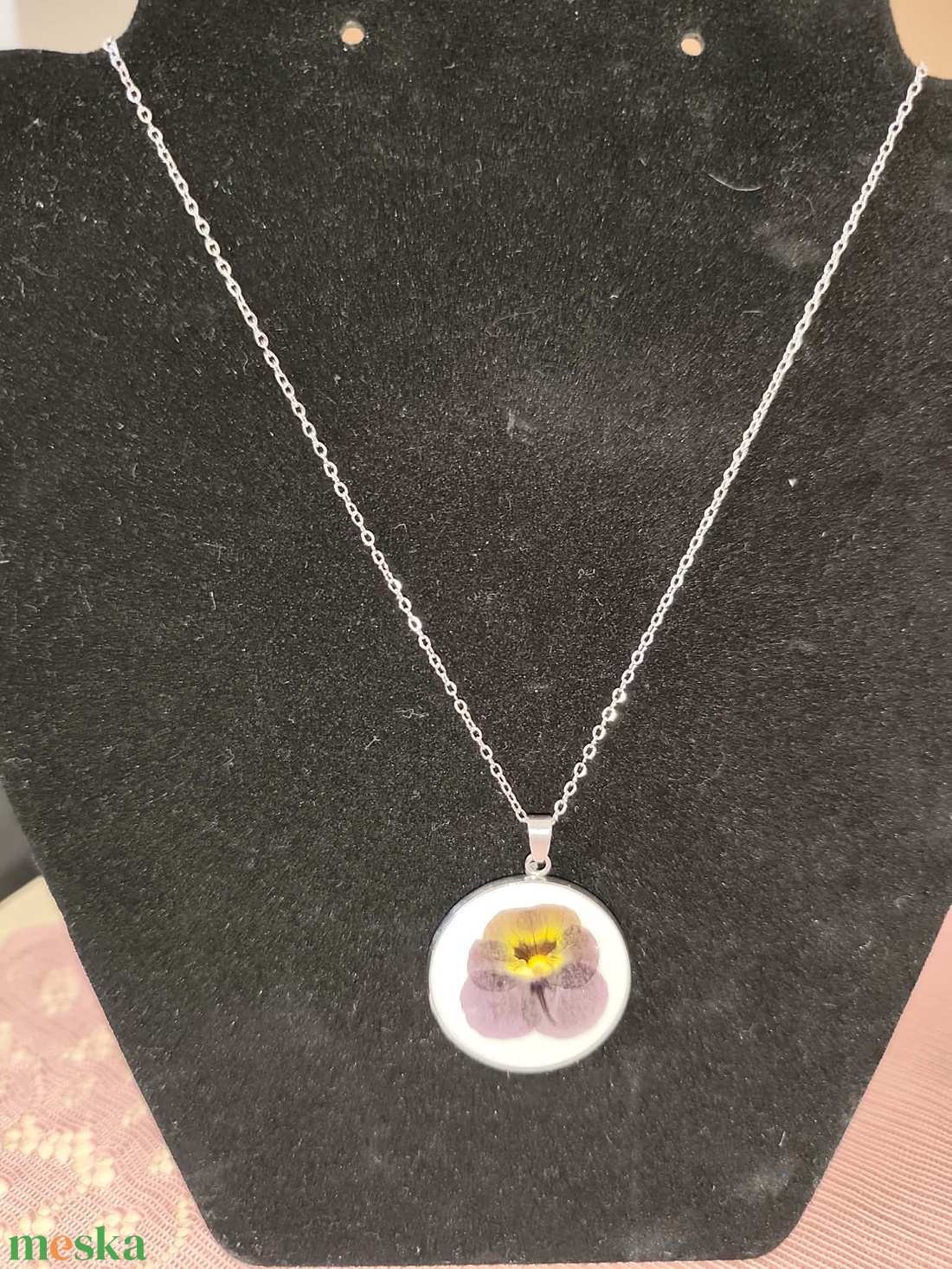 Valódi szárított virággal készült nyaklánc - ékszer - nyaklánc - medálos nyaklánc - Meska.hu