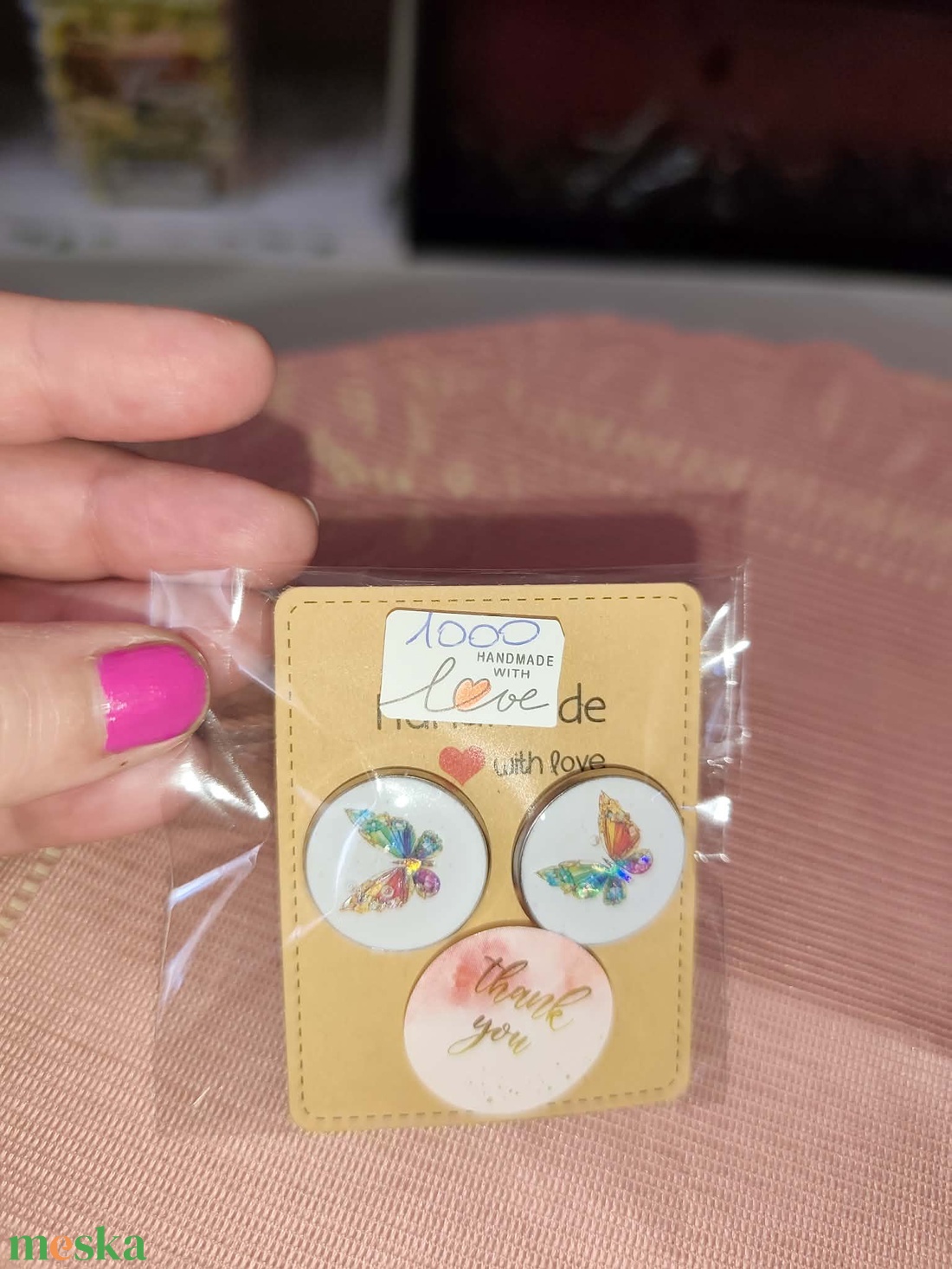 Pillangós pötty fülbevaló - ékszer - fülbevaló - pötty fülbevaló - Meska.hu