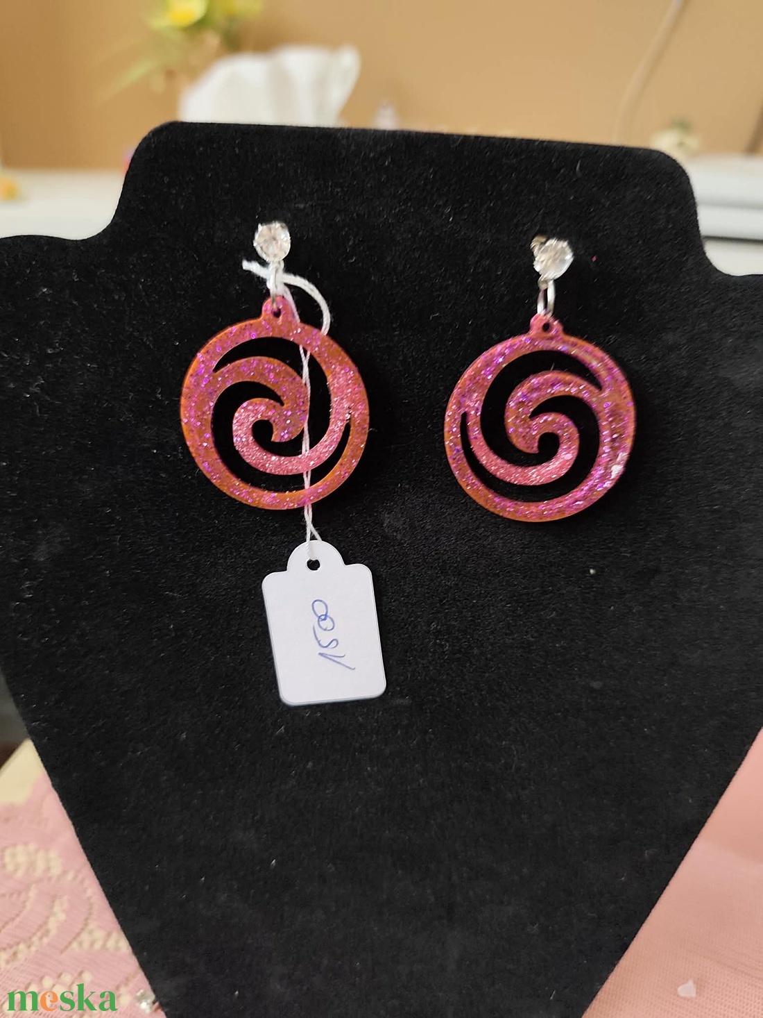 Spirál alakú fülbevaló - ékszer - fülbevaló - lógós kerek fülbevaló - Meska.hu