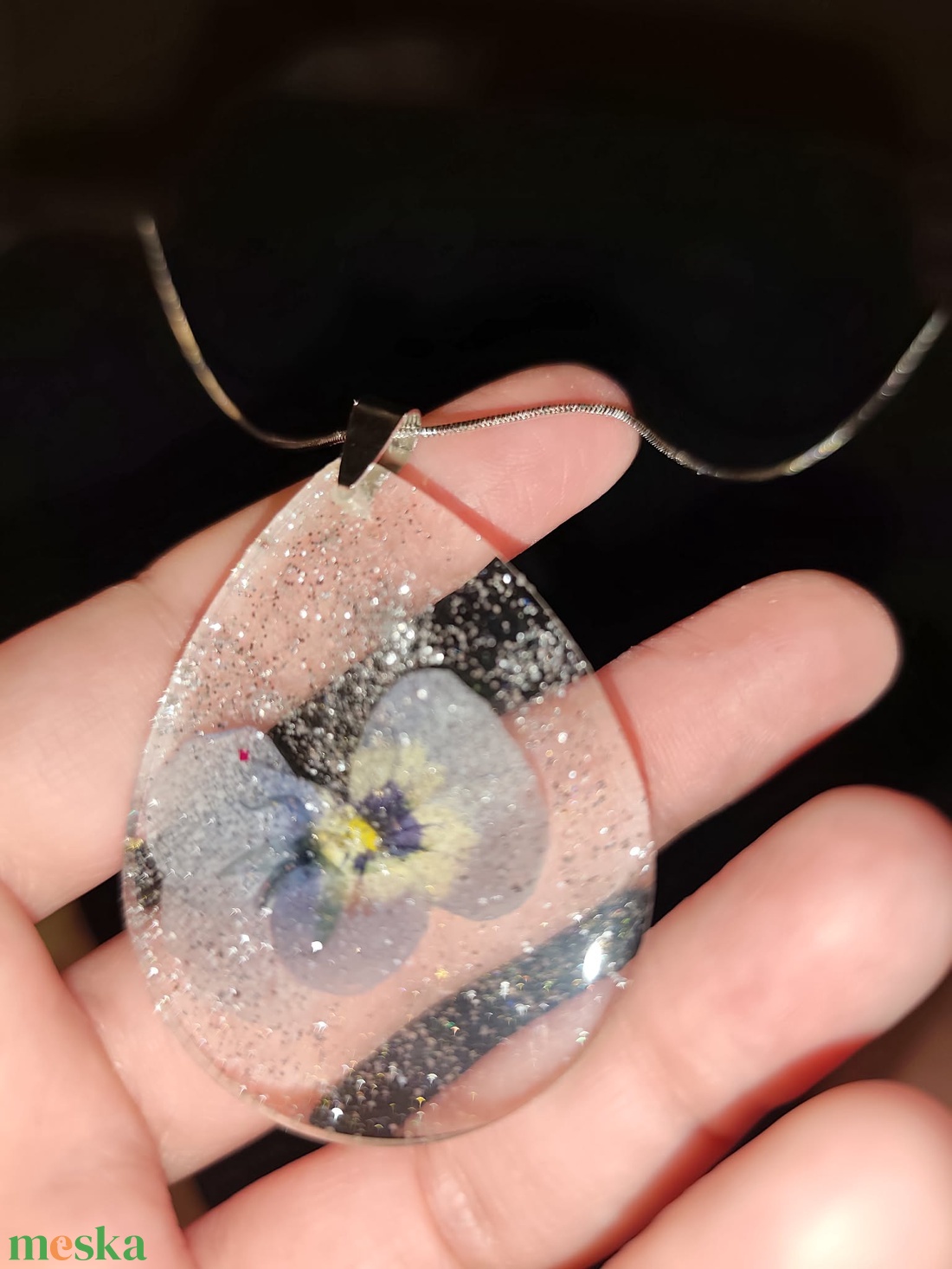 Szárított virágos nyaklánc - ékszer - nyaklánc - medálos nyaklánc - Meska.hu