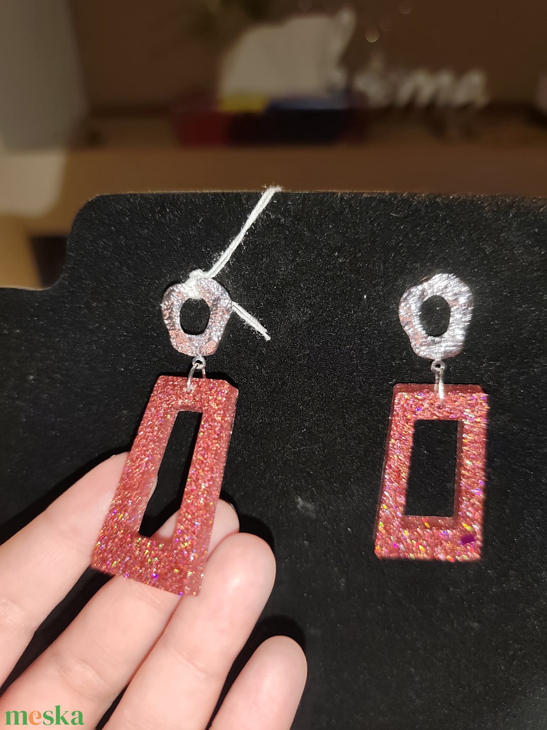 Pirosas bronz színű nyári fülbevaló - ékszer - fülbevaló - lógó fülbevaló - Meska.hu