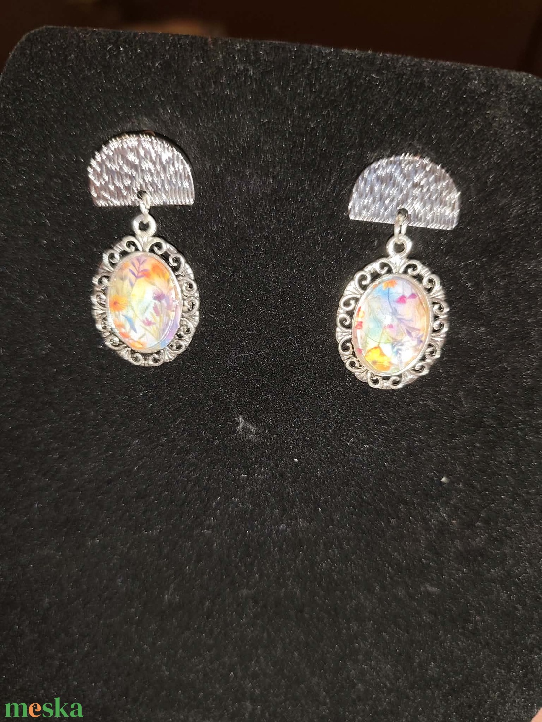  Üveglencsés Vintage stílusú fülbevaló - ékszer - fülbevaló - lógó fülbevaló - Meska.hu