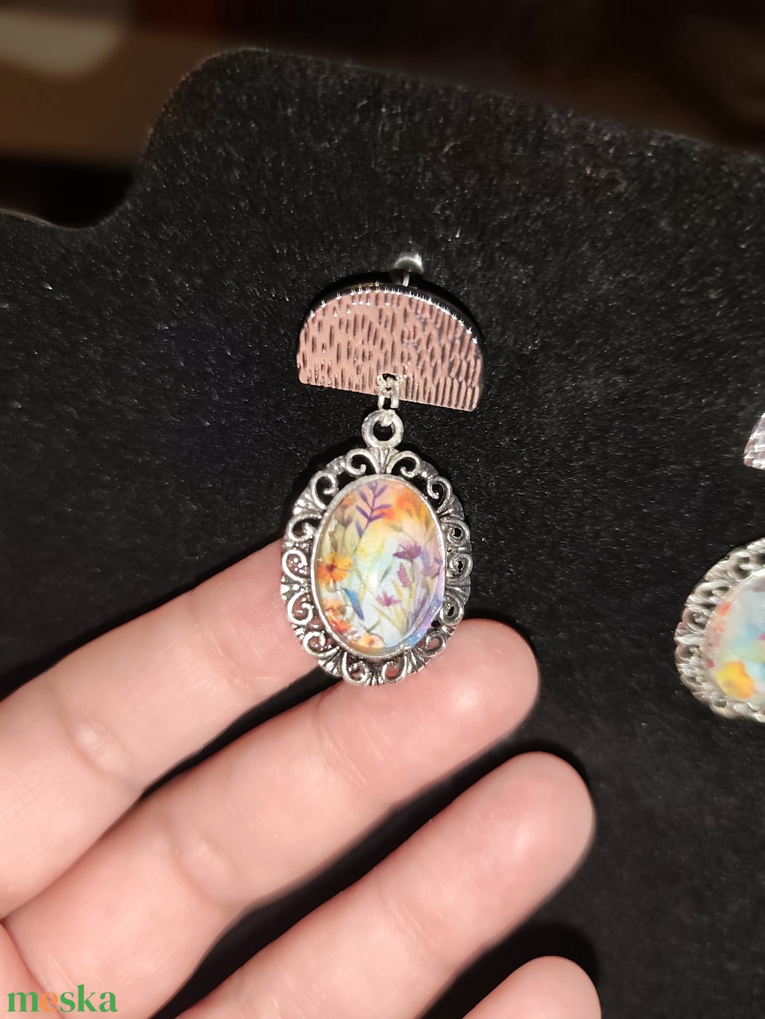  Üveglencsés Vintage stílusú fülbevaló - ékszer - fülbevaló - lógó fülbevaló - Meska.hu