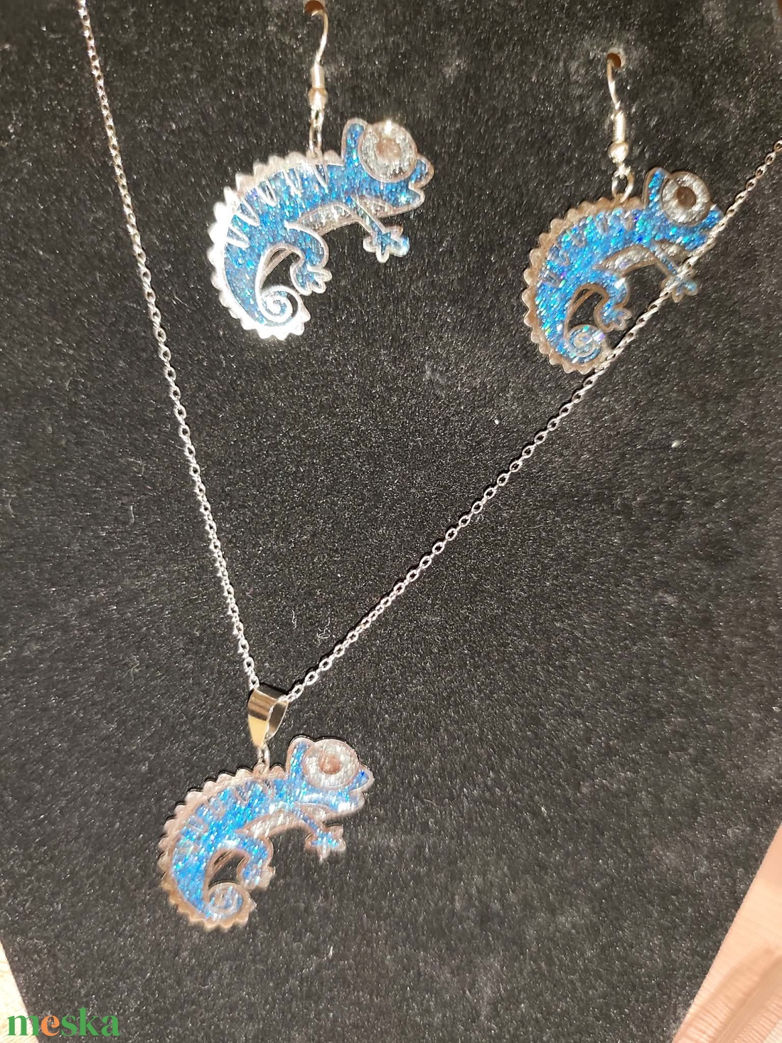 Kék kaméleonos ékszerszett - ékszer - ékszerszett - Meska.hu