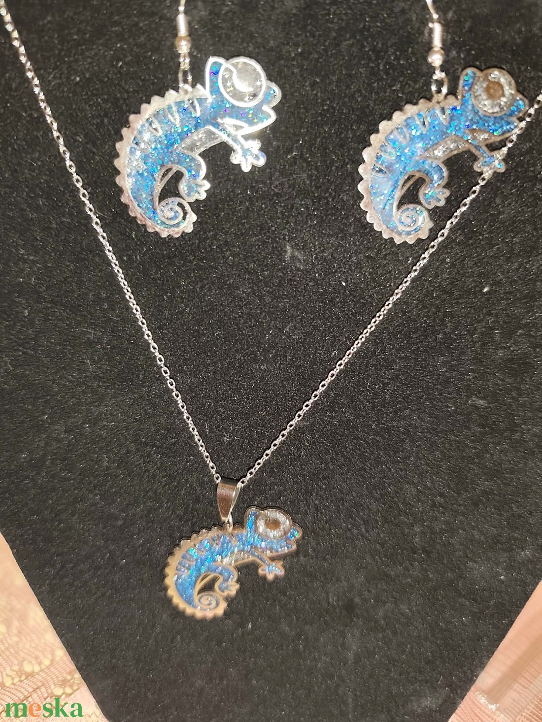 Kék kaméleonos ékszerszett - ékszer - ékszerszett - Meska.hu