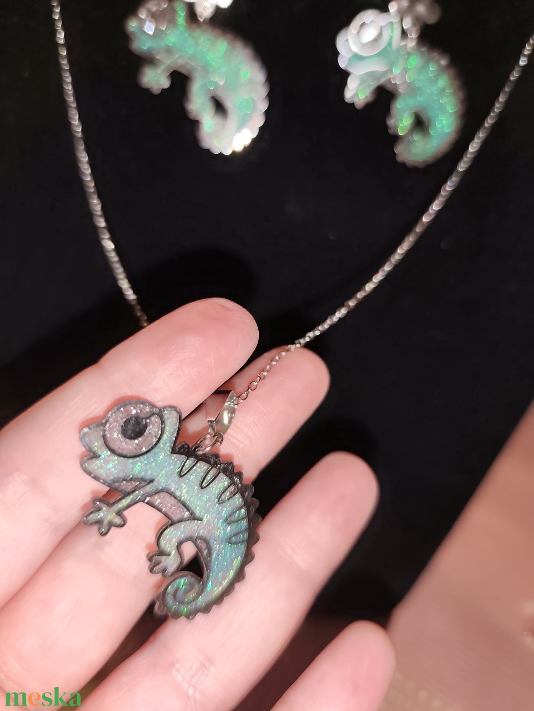 Türkíz színű kaméleon ékszerszett - ékszer - ékszerszett - Meska.hu