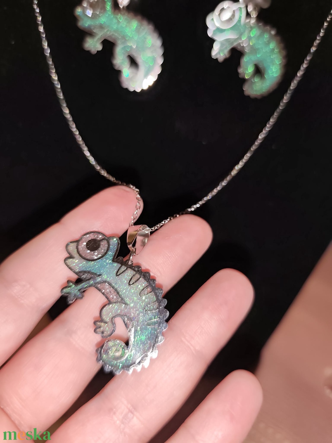 Türkíz színű kaméleon ékszerszett - ékszer - ékszerszett - Meska.hu