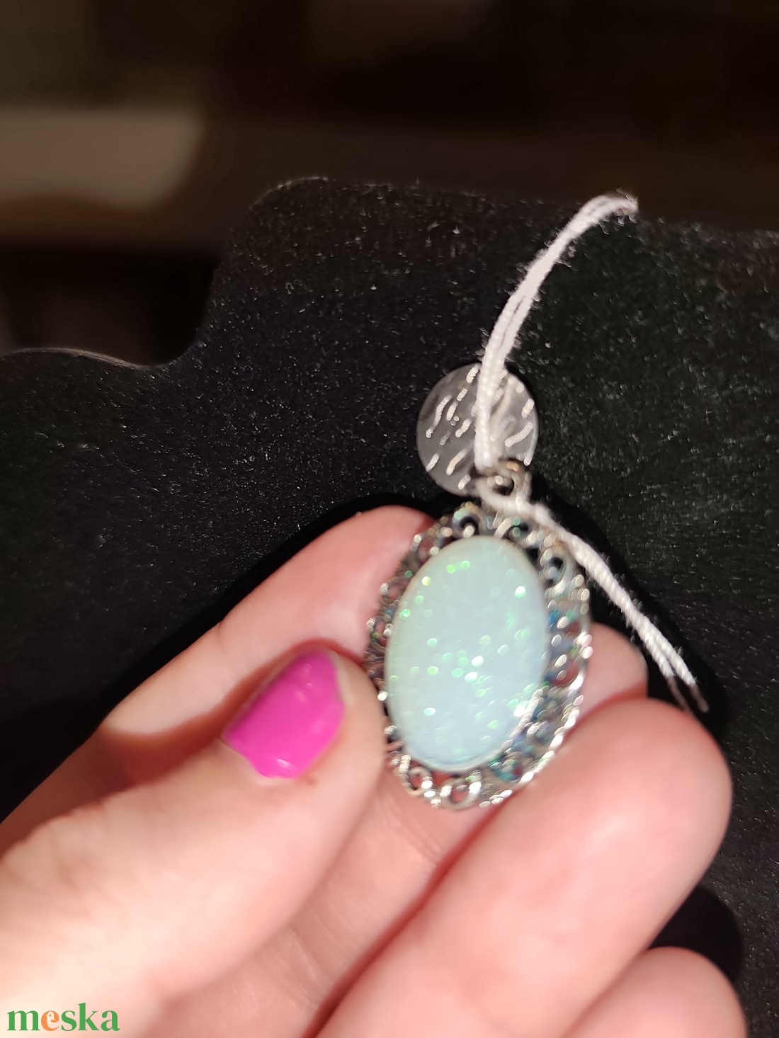 Vintage fülbevaló türkíz színben - ékszer - fülbevaló - lógó fülbevaló - Meska.hu