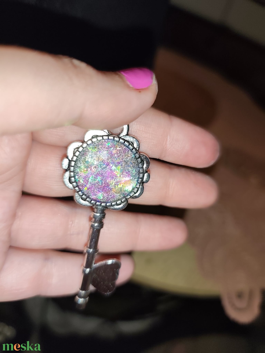 Kulcs alakú nyaklánc medállal - ékszer - nyaklánc - medálos nyaklánc - Meska.hu