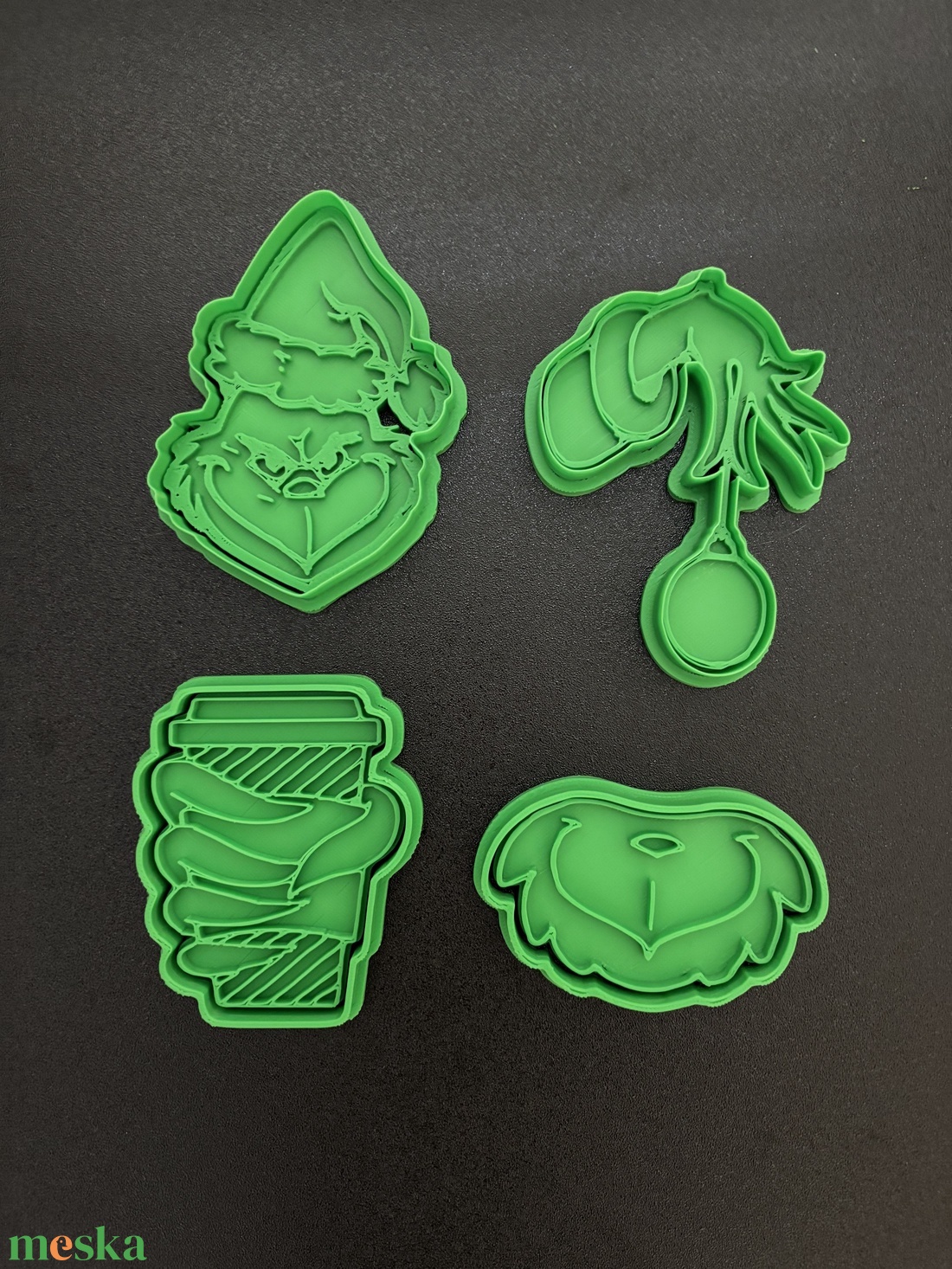 3D nyomtatott Grinch sütikiszúró szett - karácsony - karácsonyi sütés-főzés - Meska.hu