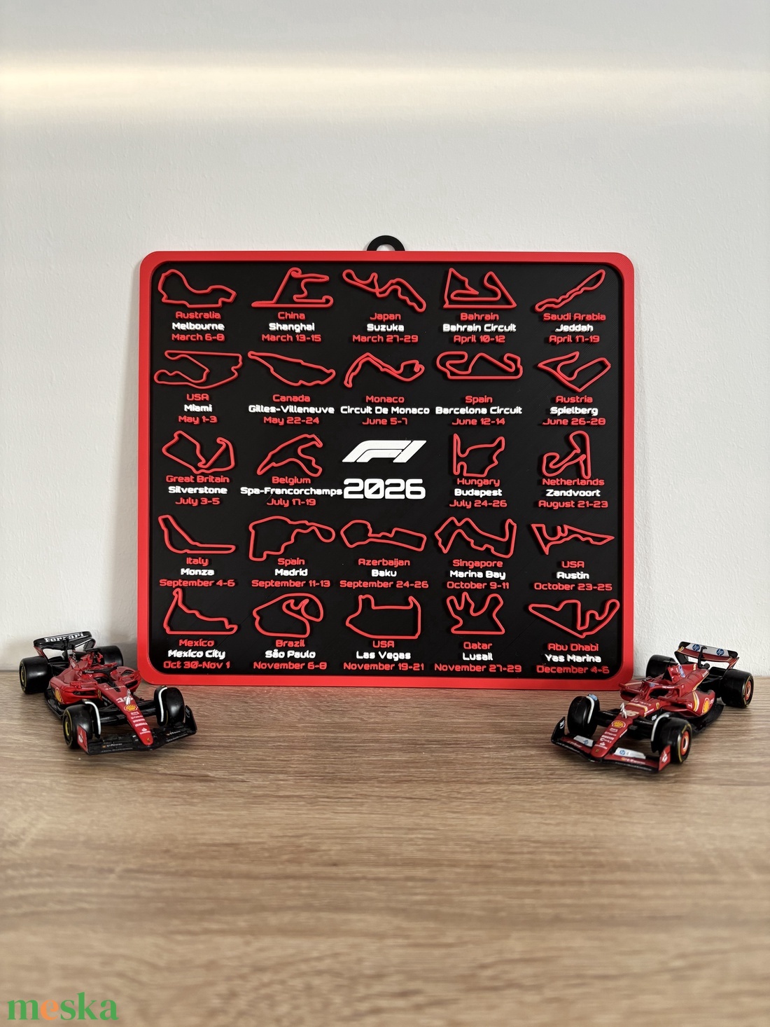 Formula 1 2026-os versenynaptár - otthon & életmód - dekoráció - fali és függő dekoráció - falinaptár & öröknaptár - Meska.hu