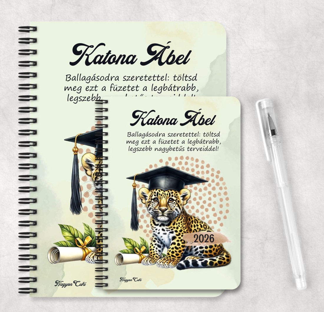 Személyre szabható - 2026 Ballagás - Leopárd mintás füzet - otthon & életmód - papír, írószer - jegyzetfüzet & napló - Meska.hu
