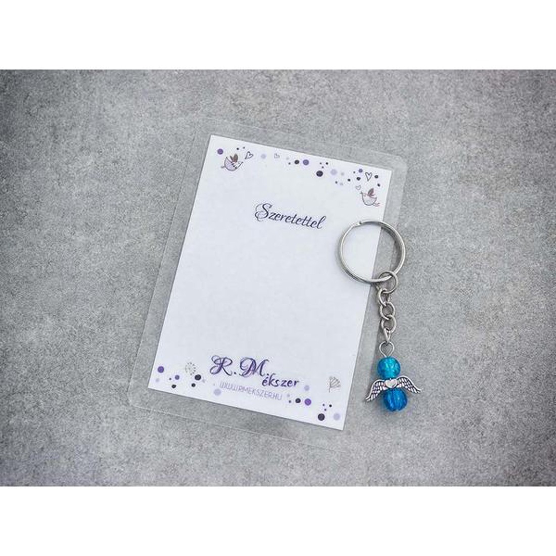 Szeretettel kék angyal medálos kulcstartó - táska & tok - kulcstartó & táskadísz - kulcstartó - Meska.hu