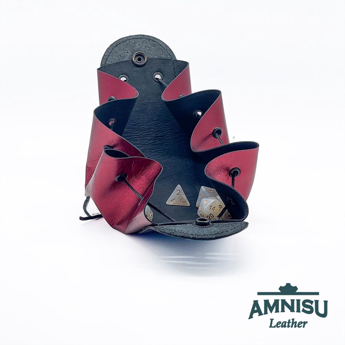 Fekete - metál bordó bőr 2in1 szütyő és kockatálca M8031-5006 - játék & sport - szerepjáték - Meska.hu