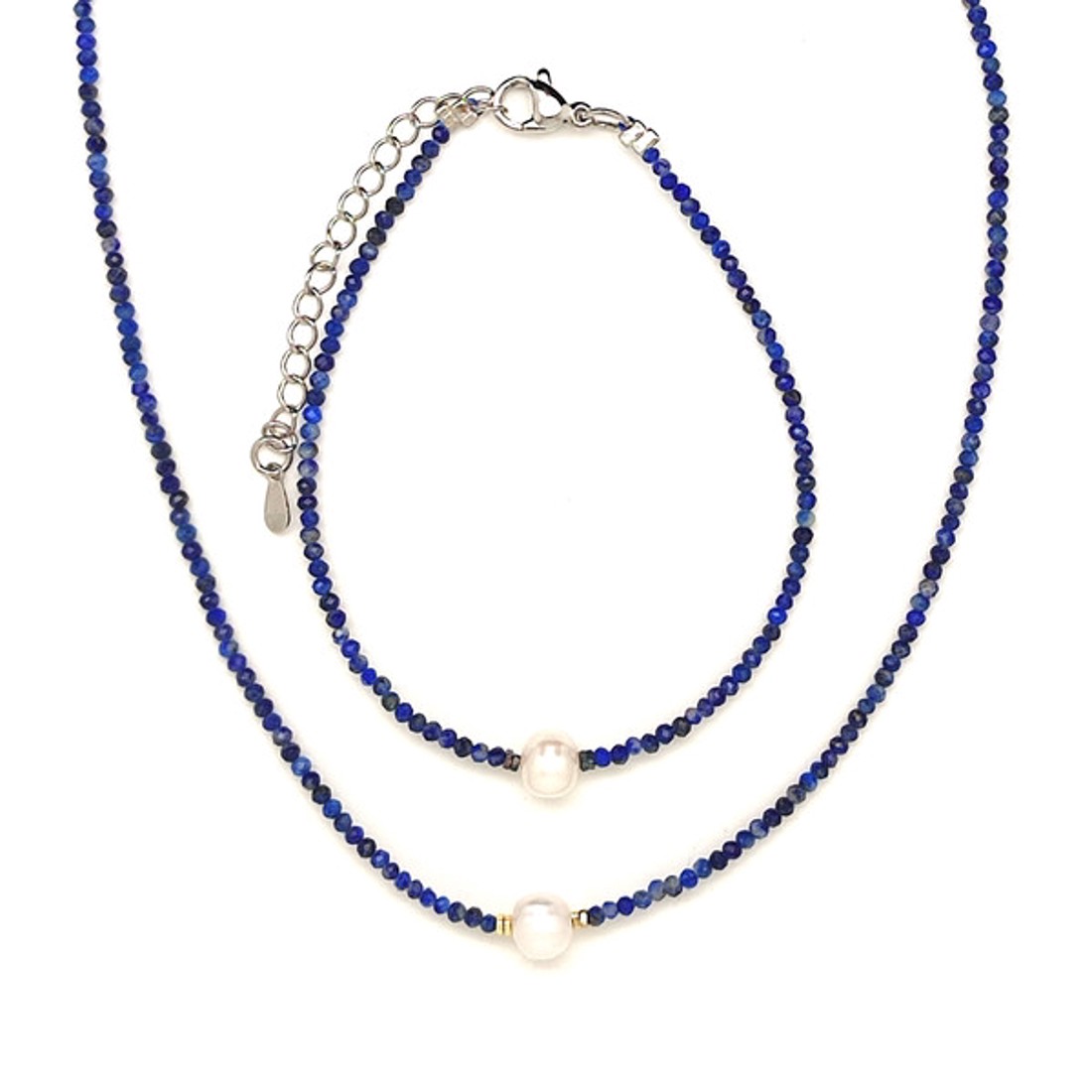 Lapis lazuli ékszerszett gyönggyel Csillagos Éj � nyaklánc és karkötő, 2,5 mm fazettált - ékszer - ékszerszett - Meska.hu