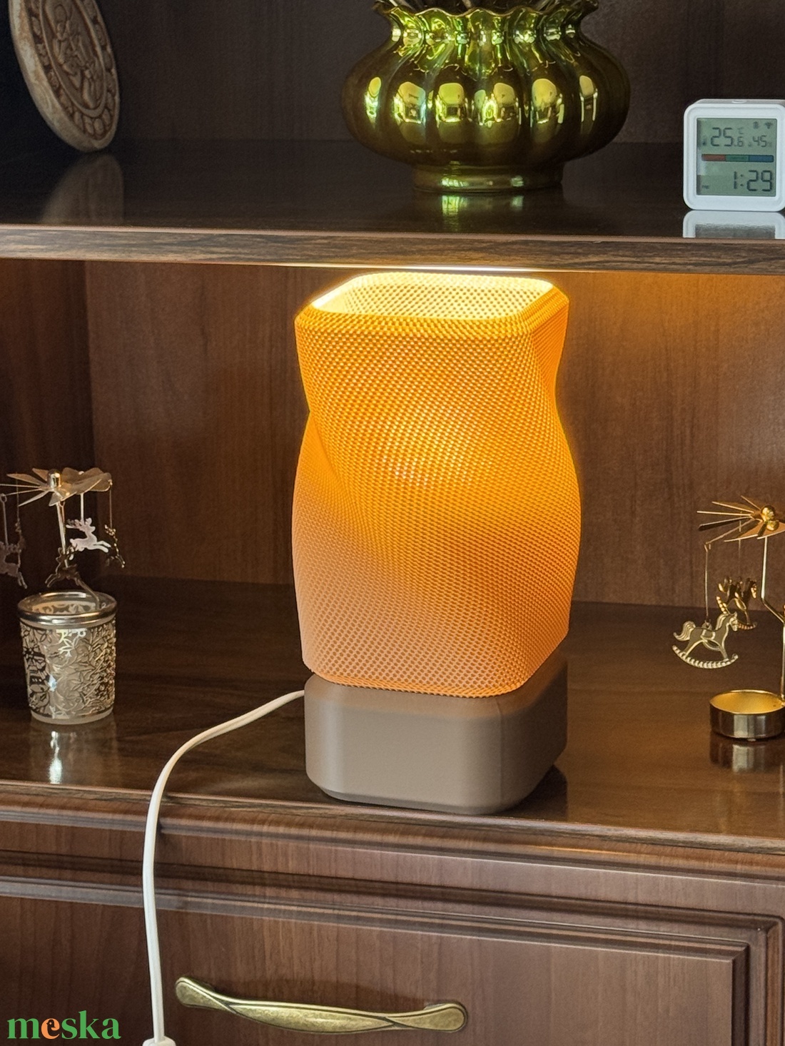 3D nyomtatott barna kocka design lámpa � E27 - otthon & életmód - lámpa - asztali lámpa - Meska.hu