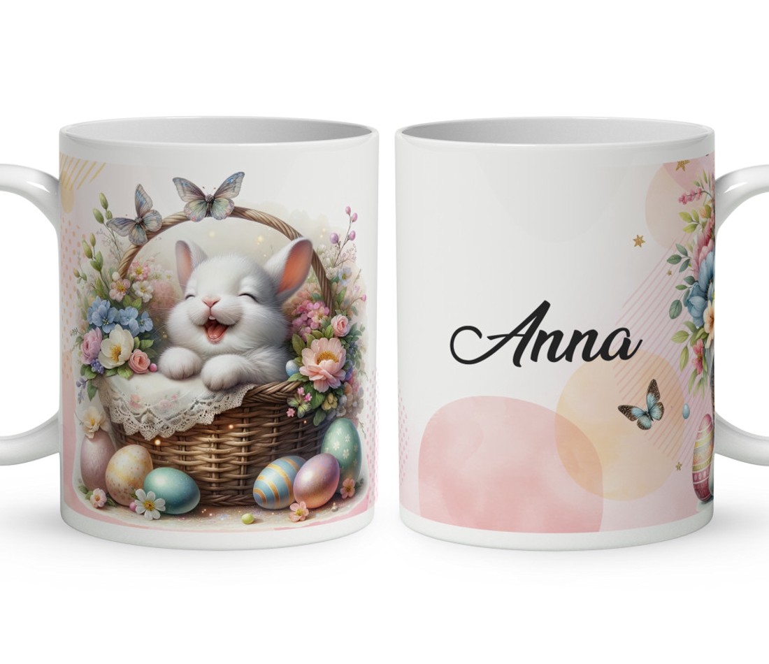 Névvel kérhető - Vidám kis húsvéti nyuszi mintás bögre - otthon & életmód - konyhafelszerelés, tálalás - tálalás - bögre & csésze - Meska.hu