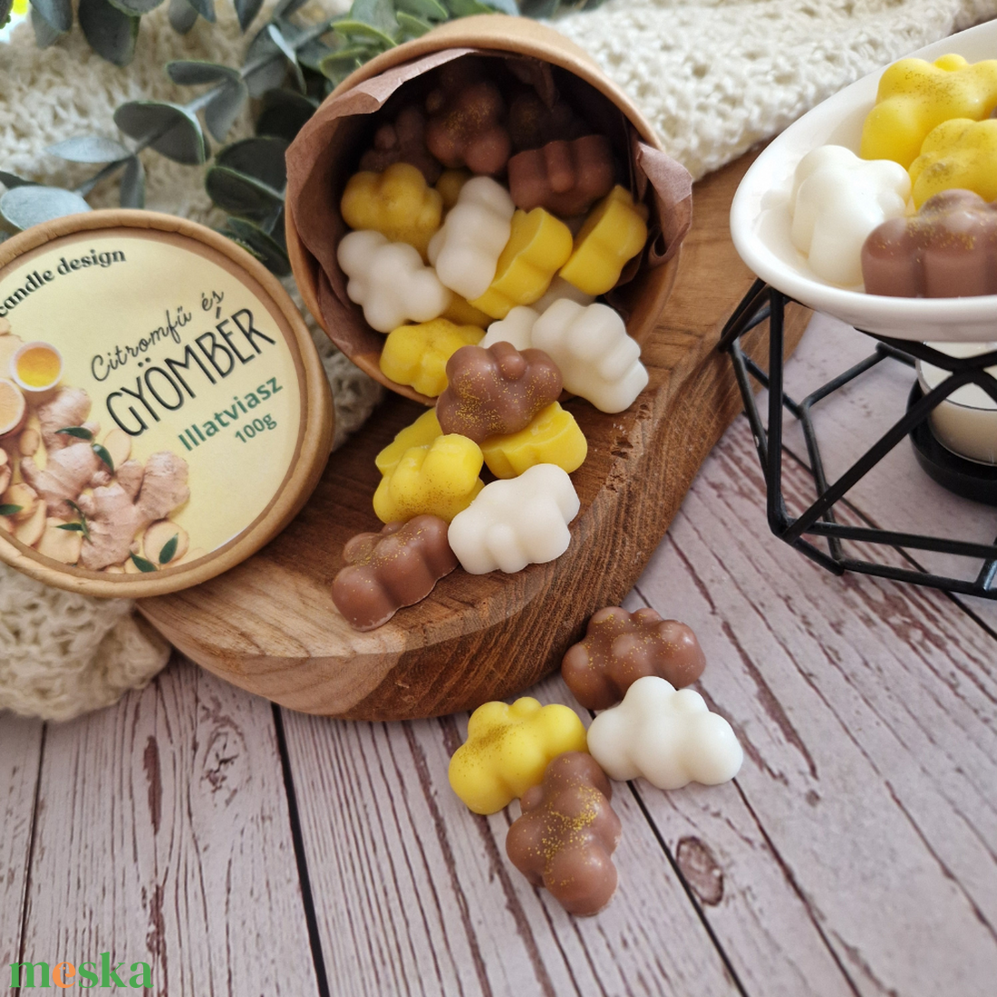 Citromfű és gyömbér illatviasz - otthon & életmód - gyertya, illat, aroma - illatviasz - Meska.hu