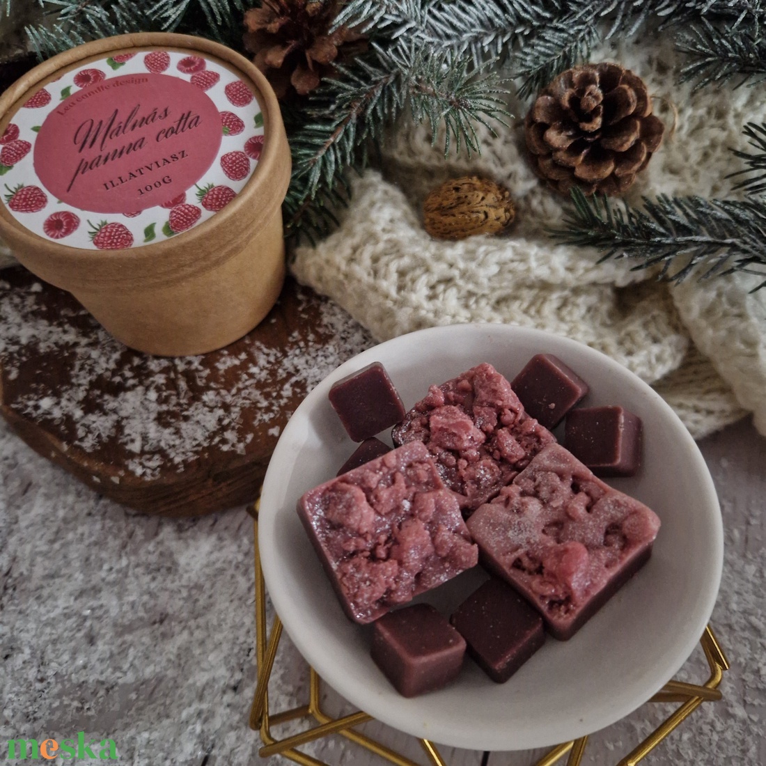 Málnás panna cotta illatviasz  - otthon & életmód - gyertya, illat, aroma - illatviasz - Meska.hu