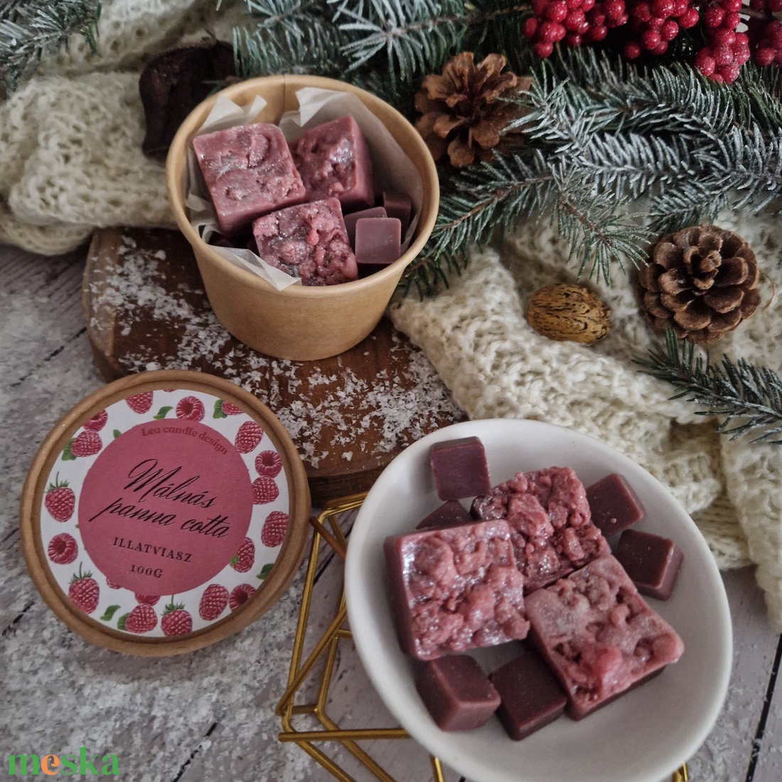 Málnás panna cotta illatviasz  - otthon & életmód - gyertya, illat, aroma - illatviasz - Meska.hu