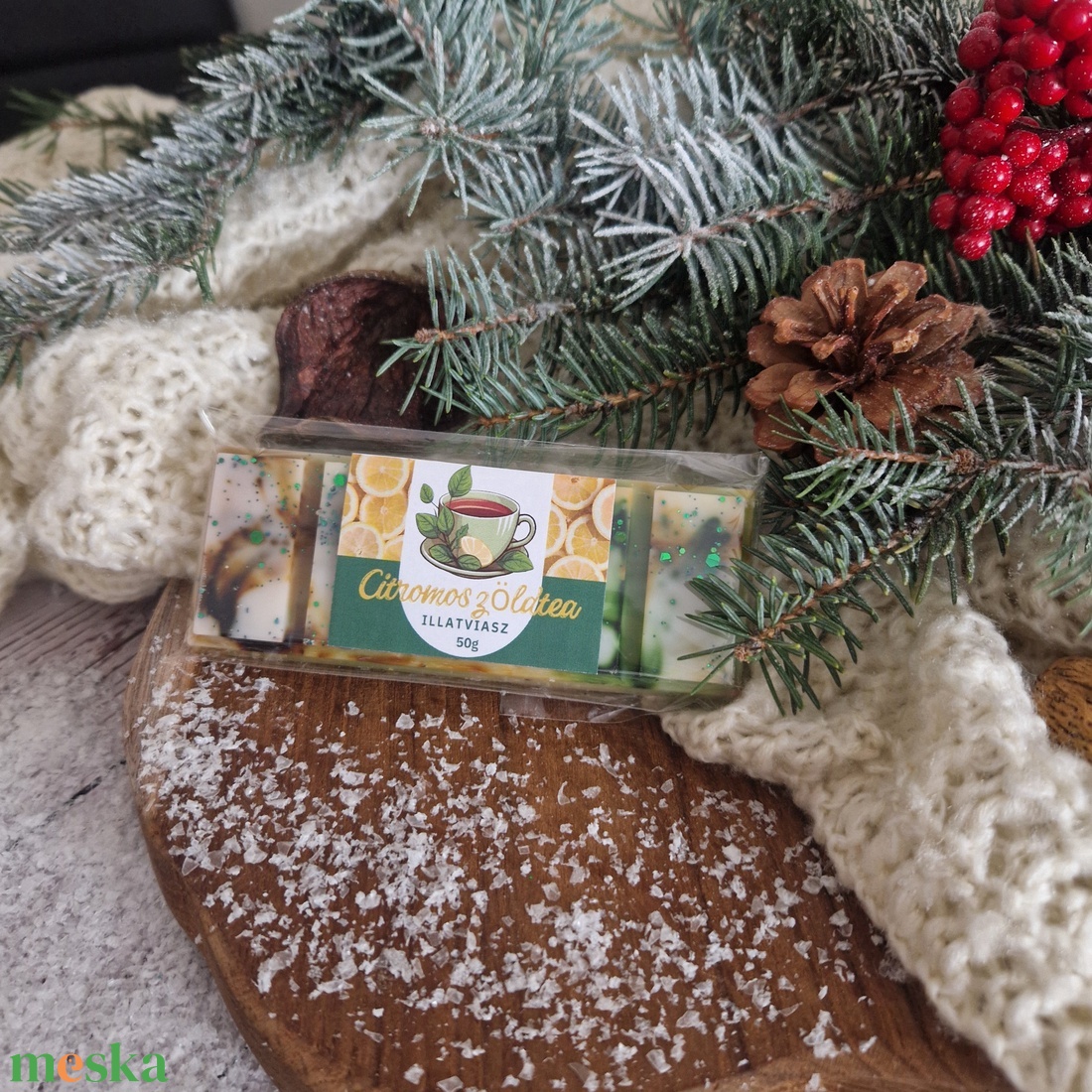 Citromos zöld tea illatviasz  - otthon & életmód - gyertya, illat, aroma - illatviasz - Meska.hu