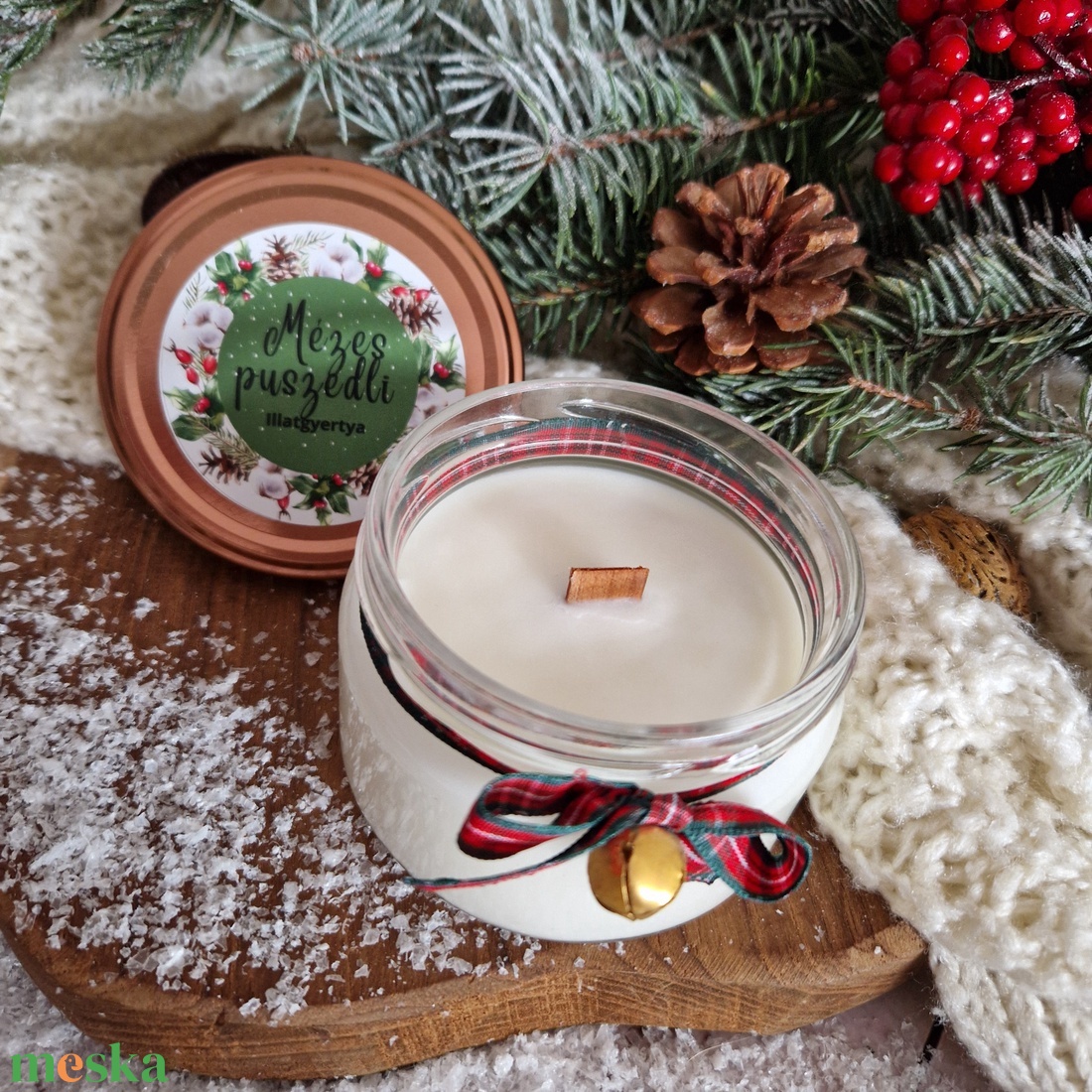 Mézes puszedli illatgyertya - karácsony - karácsonyi lakásdekoráció - karácsonyi illatgyertya, mécses - Meska.hu