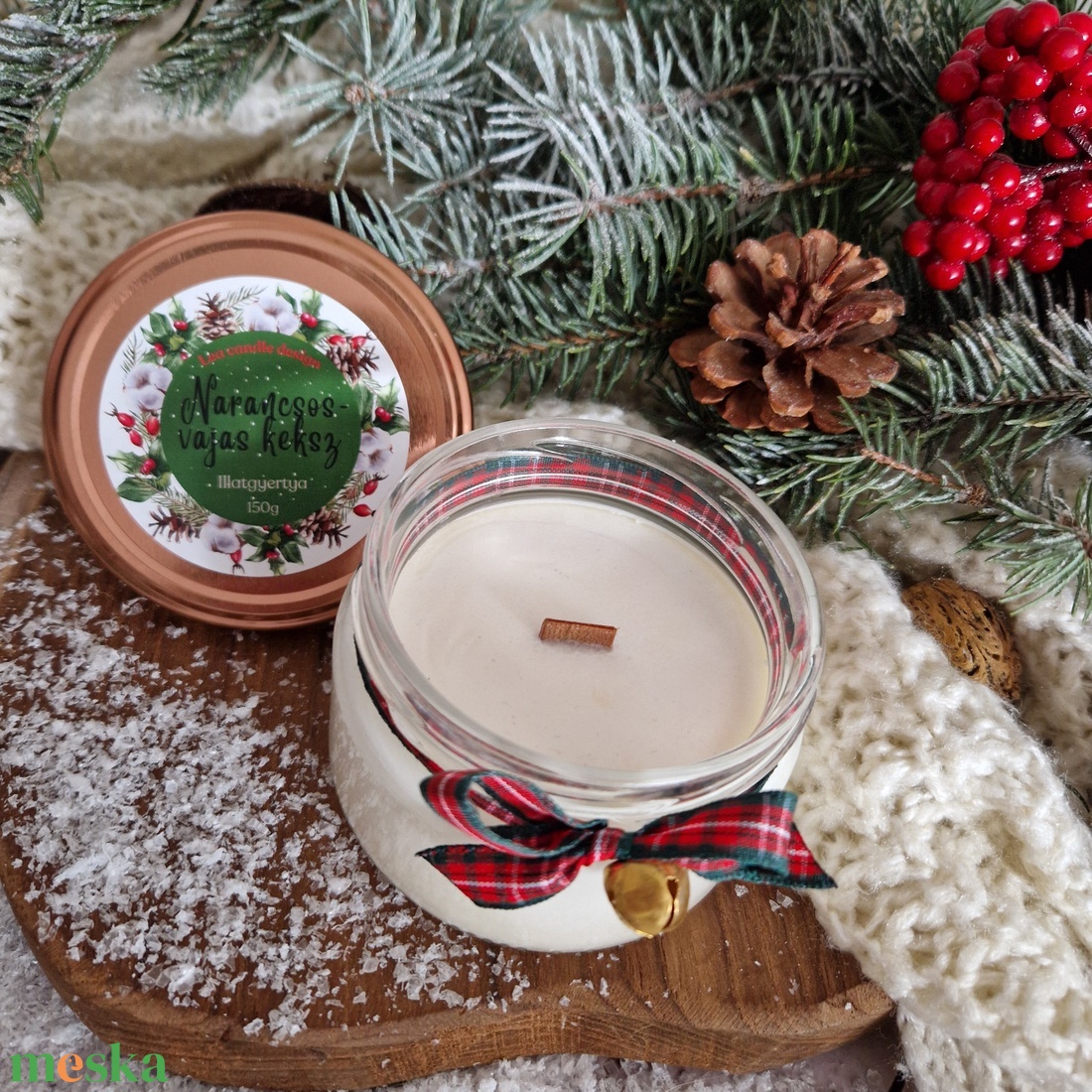 Narancsos-vajas keksz illatgyertya - karácsony - karácsonyi lakásdekoráció - karácsonyi illatgyertya, mécses - Meska.hu