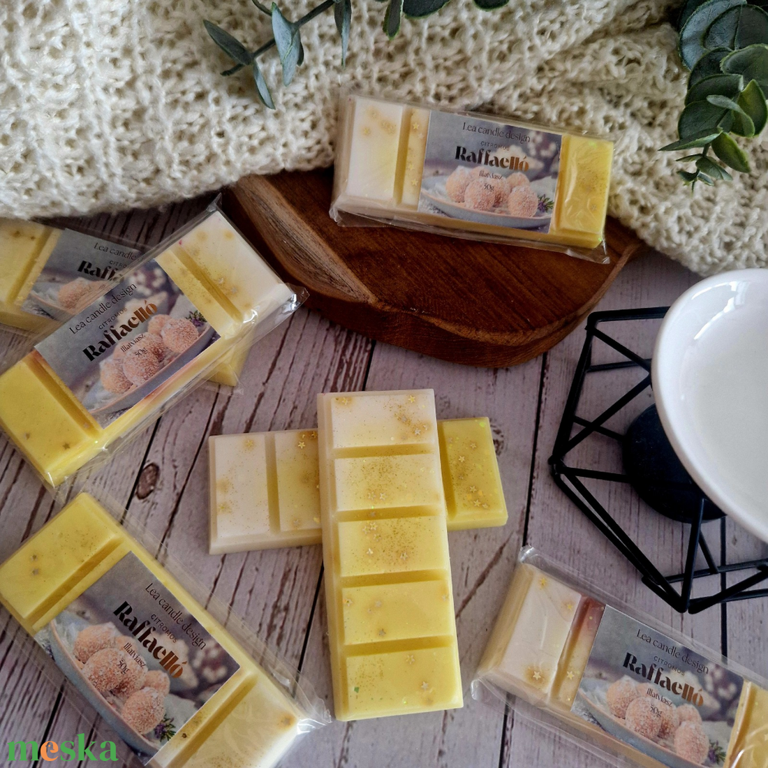 Citromos raffaello törhető illatviasz 50g  - otthon & életmód - gyertya, illat, aroma - illatviasz - Meska.hu