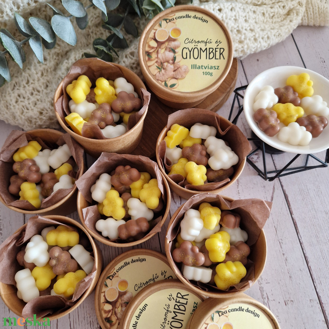 Citromfű éd gyömbér illatviasz, friss citrusos harmónia otthonodba - otthon & életmód - gyertya, illat, aroma - illatviasz - Meska.hu