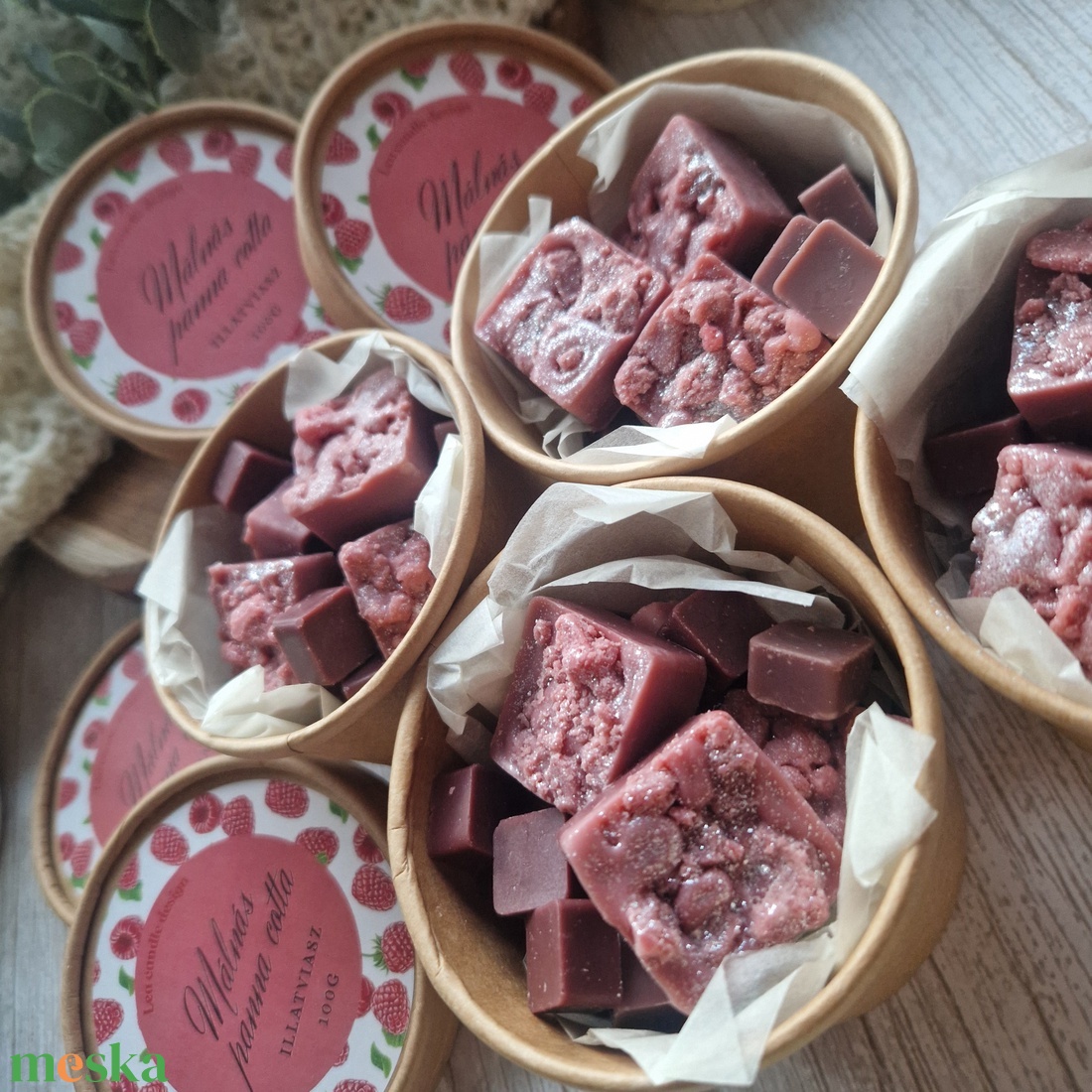 Málnás panna cotta illatviasz  - otthon & életmód - gyertya, illat, aroma - illatviasz - Meska.hu