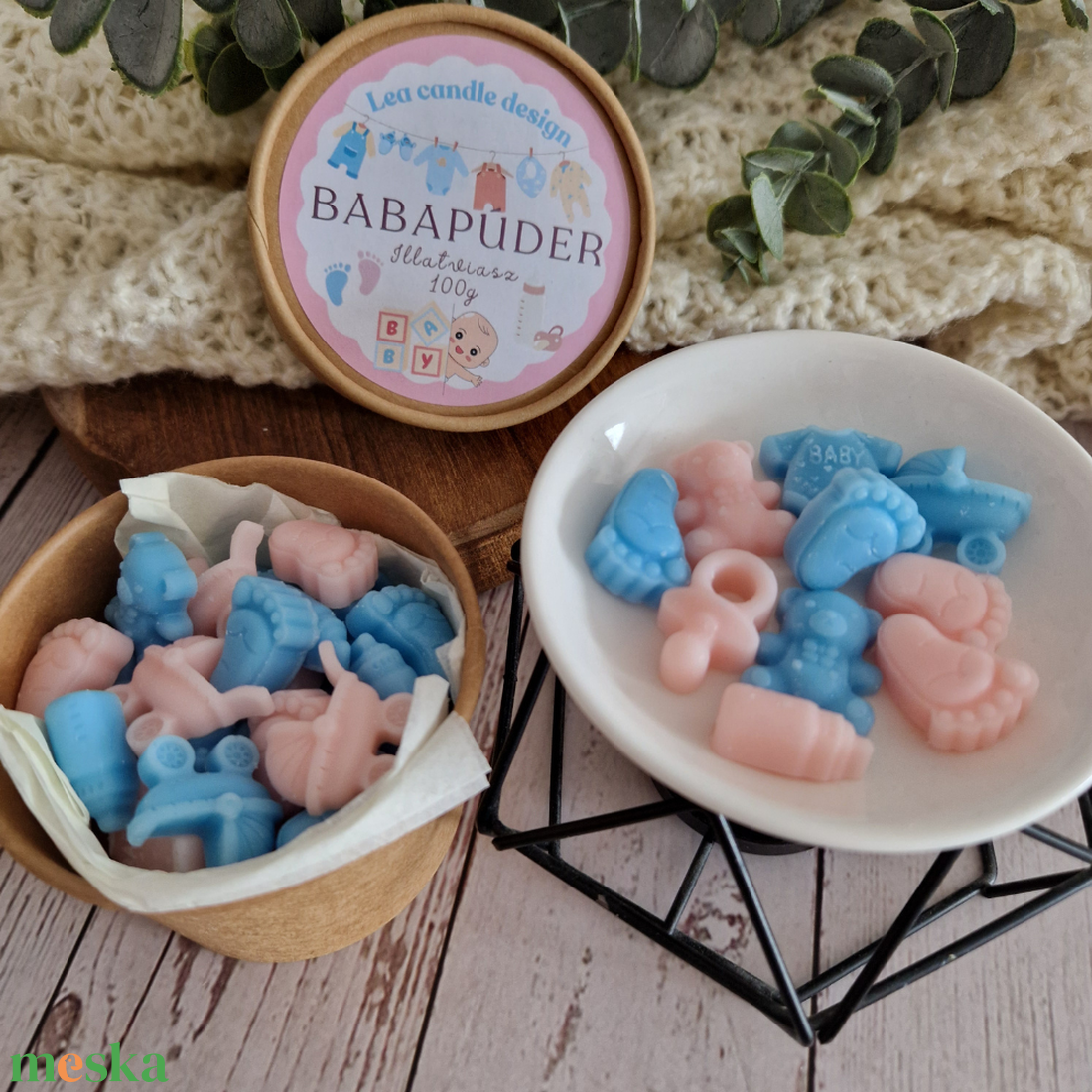 Babapúder illatviasz - otthon & életmód - gyertya, illat, aroma - illatviasz - Meska.hu