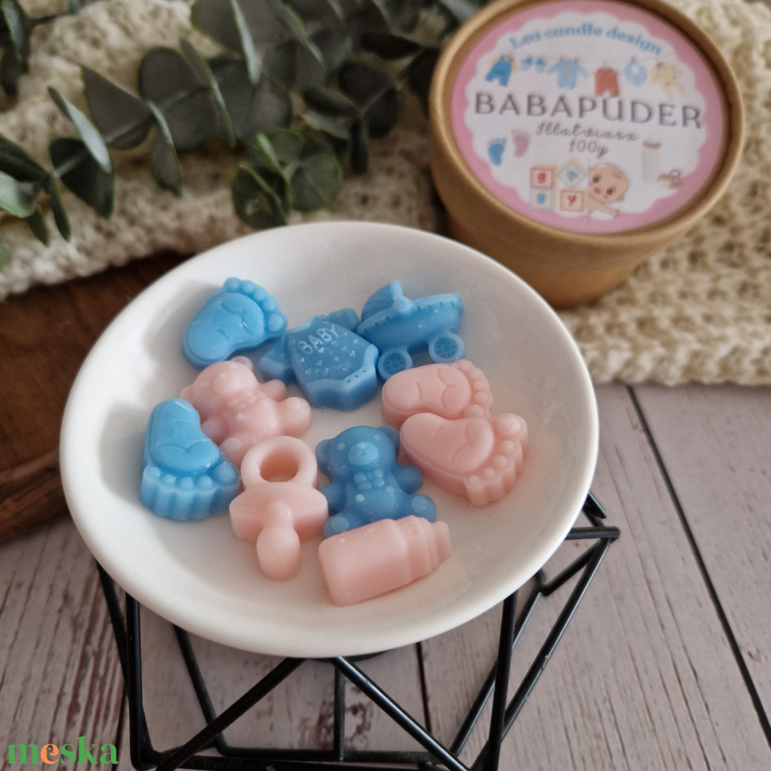 Babapúder illatviasz - otthon & életmód - gyertya, illat, aroma - illatviasz - Meska.hu