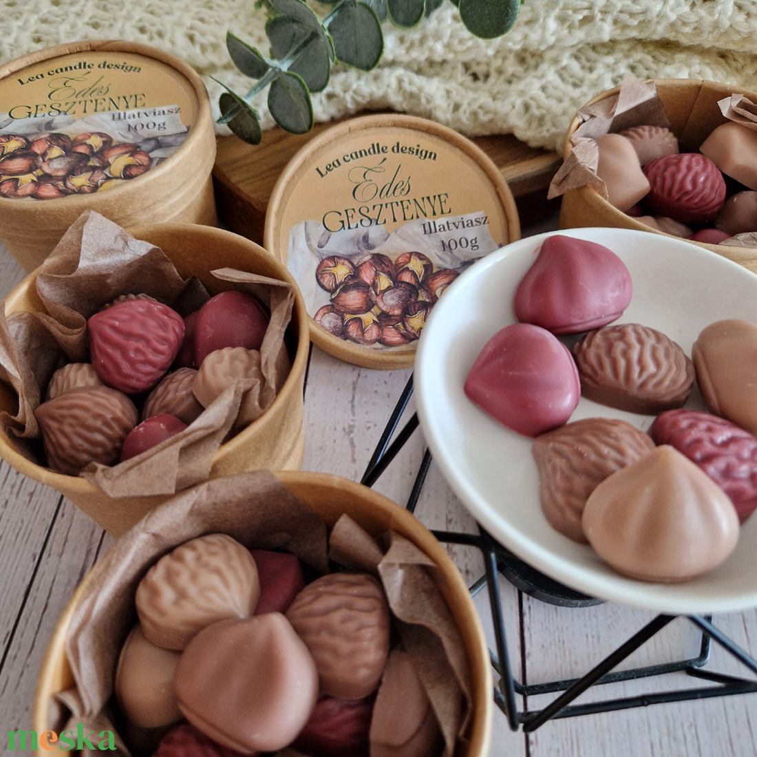 Édes gesztenye illatviasz, meleg, édes őszi hangulat otthonodba - otthon & életmód - gyertya, illat, aroma - illatviasz - Meska.hu