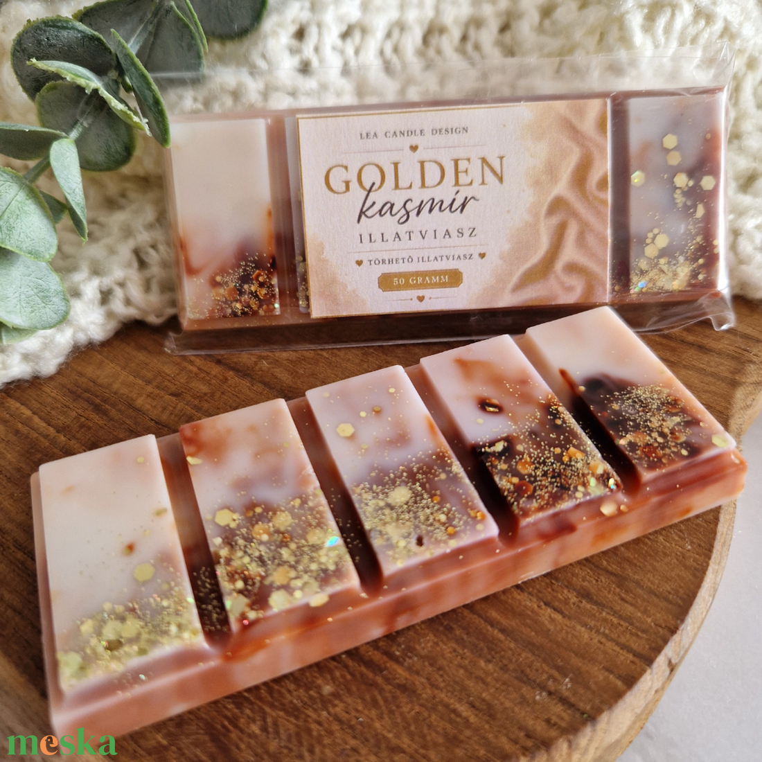 Golden kasmír törhető illatviasz, elegáns,nőies virág illat - otthon & életmód - gyertya, illat, aroma - illatviasz - Meska.hu